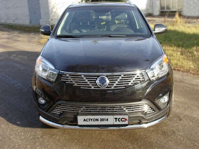 Накладка решётки радиатора верхняя 12 мм ТСС для SsangYong Actyon 2013-2021