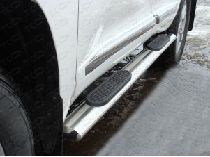 Пороги труба овальная с проступью 120х60 мм для Toyota Land Cruiser 200 № TOYLC20012-06
