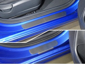 Накладки на пороги шлифованный лист 4 штуки для Kia Rio № KIARIO17-02